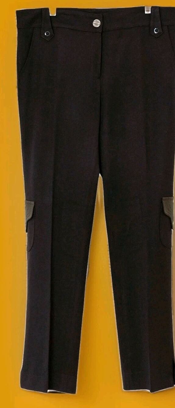 Fitelle Flare Women's 8 Pants Stretch Leg Pockets Made In France Brown Black